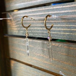 14k gold filled earrings w/quartz crystal